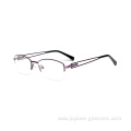 Customized New Classical Semi Rimless Special Shape Temples Metal Eyeglasses